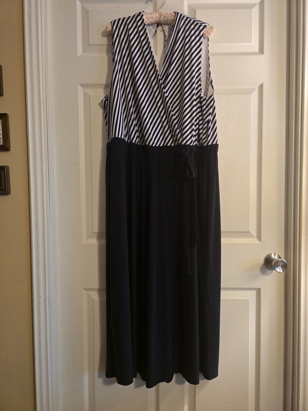 Women's Black Sandra Darren Sleeveless Jumpsuit Romper XXL Blue White Stripe